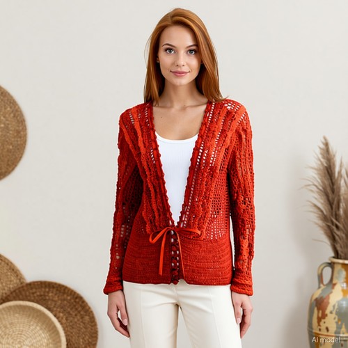 Boho artsy cardigan red - boho,